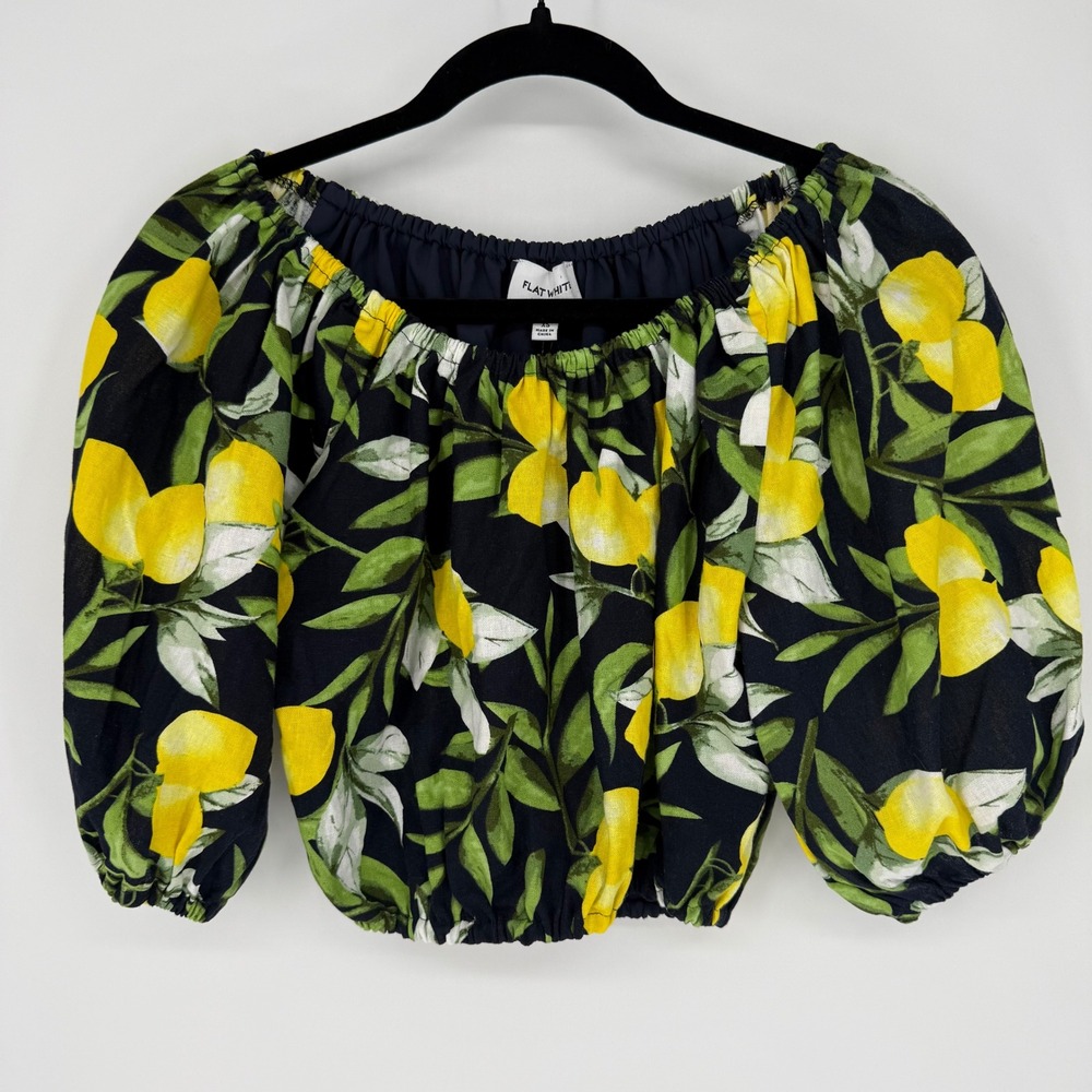 FLAT WHITE LEMON OFF THE SHOULDER‎ CROP TOP XS NWT SUMMER GARDEN GIRL